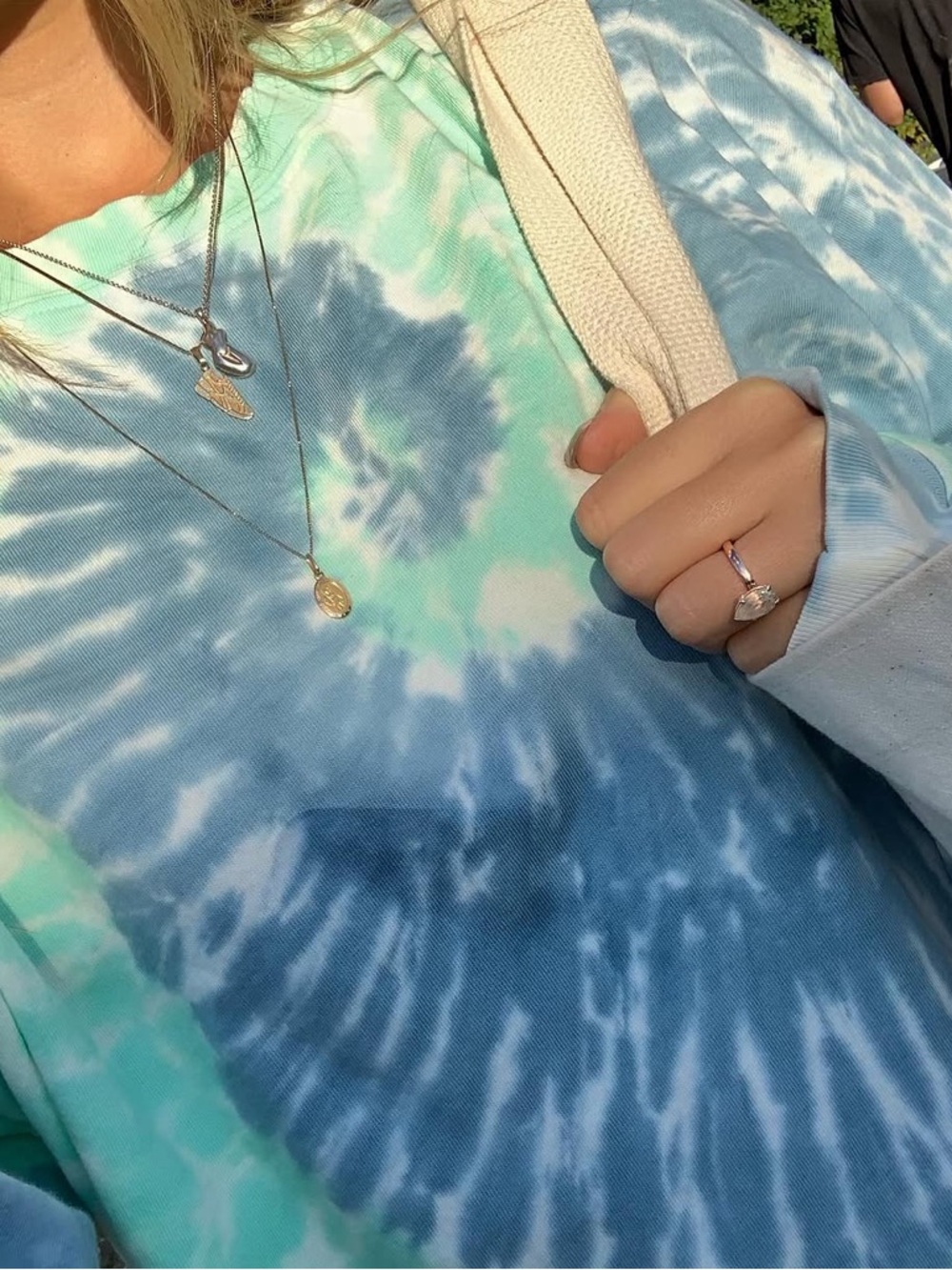 Daydreamer Mint & Slate Blue Tie-Dye Long Sleeve Crop Top